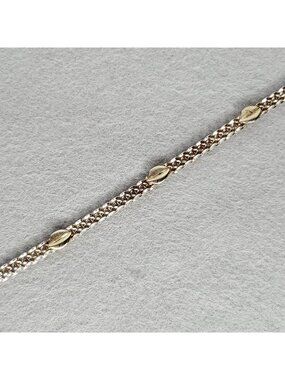 Vintage Vior Sterling Silver Bracelet Link Gold Vermeil Leaves 6 3/4"